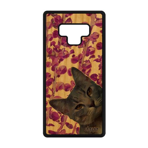Coque Samsung Galaxy Note 9 Bois Silicone Chat Animaux Matou Housse Plante Antichoc Animal 4g Rose Lol Cat Nature Chaton Design Tpu