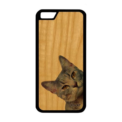 Coque Iphone 6 6s Bois Silicone Chat Antichoc Jolie Animal Chaton Lolcat Felin Gris Minou Mobile Nature 64 Go Design Animaux