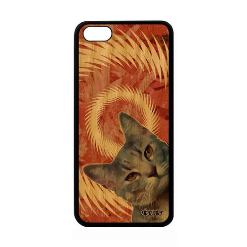 Coque Iphone 5c En Bois Silicone Chat Rigide Chaton Animaux Design Animal Felin Mandala Minou Portable Texture Made In France Apple