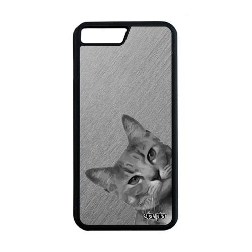 Coque Silicone Chat Iphone 7+ Plus Telephone Lol Cat Smartphone Pas Cher Portable Dessin Design Matou Noir Felin Gris Animaux