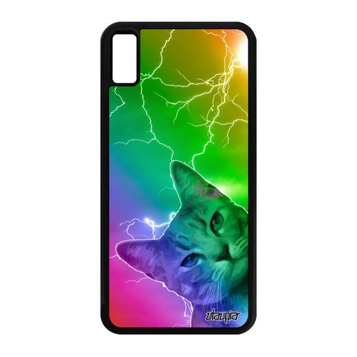 Coque Chat Iphone Xs Max Silicone Animaux Arc En Ciel Housse Animal Chaton 64 Go Dessin Multicolore Felin Eclair Telephone