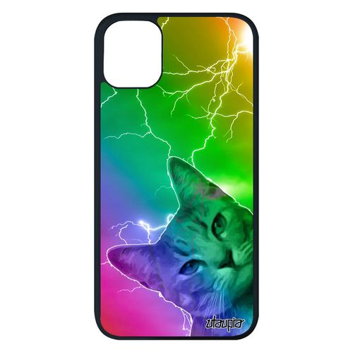 Coque Silicone Iphone 11 Pro Max Chat Antichoc Minou Tpu Animaux Eclair Cover Chaton Felin Telephone Design Arc En Ciel Vert