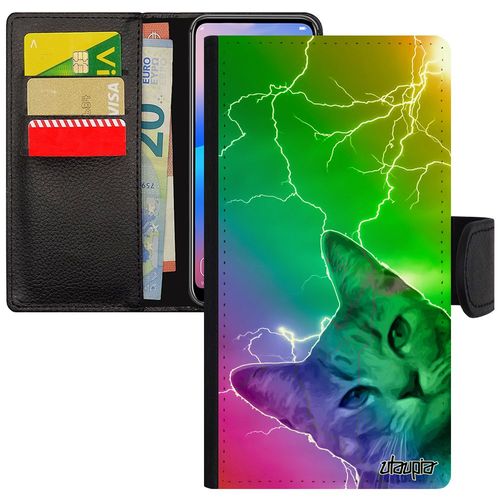 Coque Antichoc Telephone Pour Iphone 11 Pro Max Portefeuille Chat Vert Leather Animal Felin Animaux Multicolore Lolcat Minou