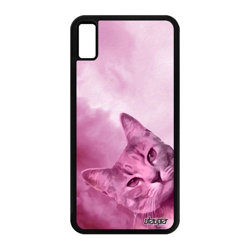 Coque Antichoc Iphone Xs Max Silicone Chat Alu Ciel Mobile Portable Chaton Matou Rose Animal Felin Nuage Design Animaux Bumper