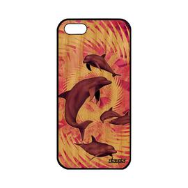 Coque Bois Pour Iphone 5 5s Se Silicone Dauphin Ocean Animaux Bumper Mandala Texture Rose Design 64 Go Case Personnalisé Marin Apple