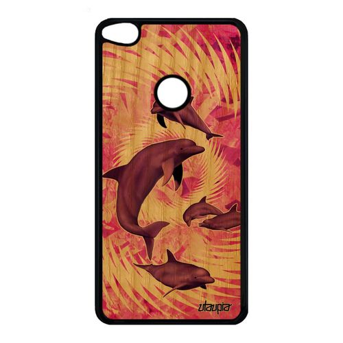Coque Bois Dauphin Huawei P9/P8 Lite 2017 Silicone Mandala Mer Housse Texture Personnalisé Rose Marin Design Original Animal Animaux