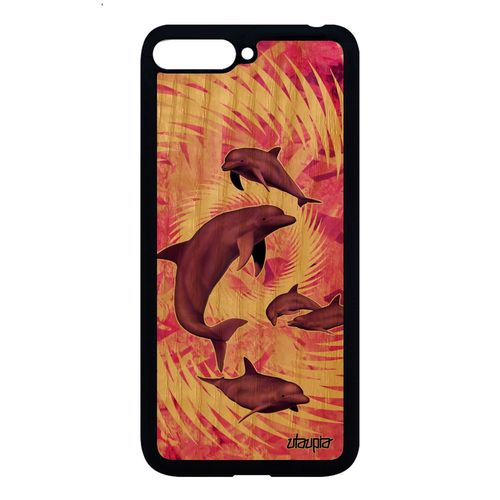 Coque Silicone Huawei Y6 2018 Bois Dauphin Mandala Marsouin Animaux Tpu Mobile Marin Rose Antichoc Ocean Design Texture Mer Animal