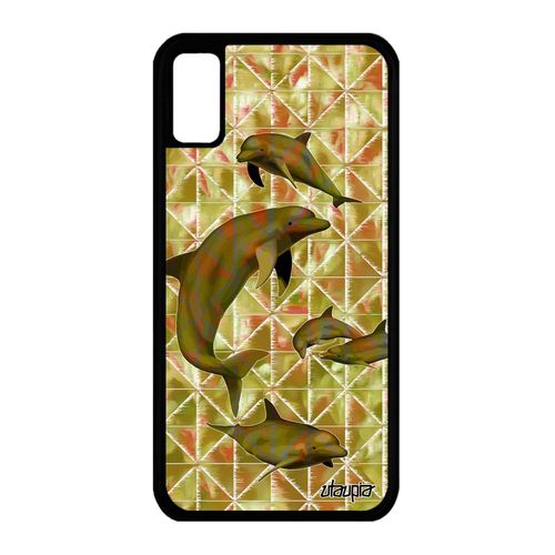 Coque Telephone Pour Iphone Xs Silicone Dauphin Animaux Ocean Personnalisé Geometrie Fonds Marins Animal Marsouin Design Mer