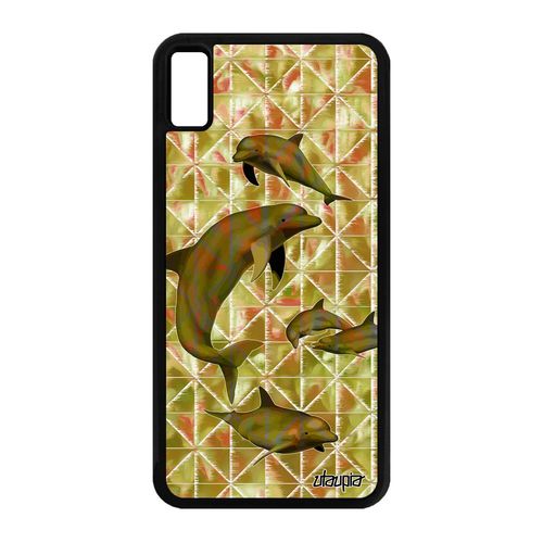 Coque Iphone Xs Max En Silicone Dauphin Graphique Marsouin Animaux Etui Mer De Protection Mobile Fonds Marins Telephone Vert