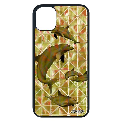 Coque Iphone 11 Pro Max Silicone Dauphin Animal Ocean Design Vert Etui Antichoc Graphique Marsouin Rigide Geometrie Animaux De