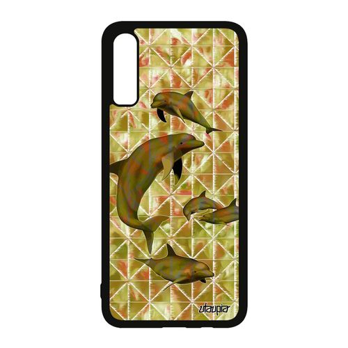 Coque Pour A70 Silicone Dauphin De Protection Aluminium Geometrie Graphique Design 4g Marsouin Animal Animaux Souple Samsung Galaxy