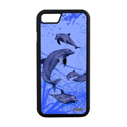 Coque Pour Iphone 8 Silicone Dauphin Ocean Solide Fonds Marins Pas Cher Marsouin Telephone De Protection Mobile Portable Mer.