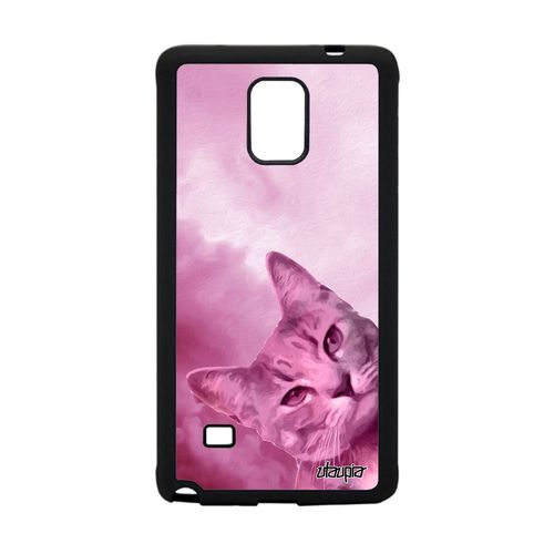 Coque Antichoc Samsung Galaxy Note 4 Silicone Chat Design Cover Nuage Gel Animaux Animal Ciel Lol Cat Felin Matou Rigide Rose Chaton
