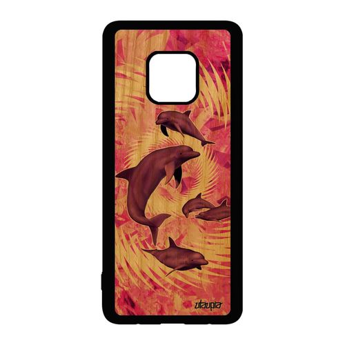 Coque Pour Huawei Mate 20 Pro En Bois Silicone Dauphin Design Etui 4g Rose Animal Texture Marsouin Original Mer Marin Mandala Housse