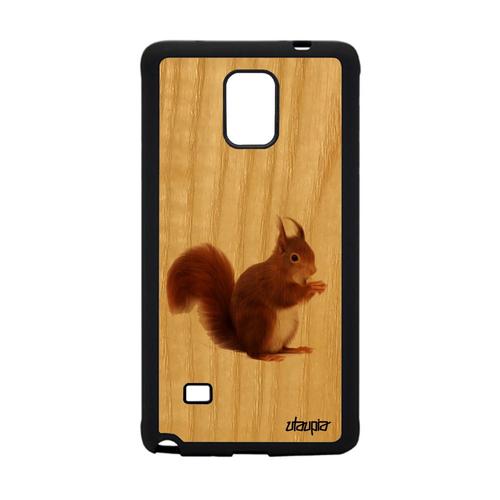 Coque Bois Ecureuil Roux Pour Samsung Galaxy Note 4 Silicone Nature Foret Portable Animal Animaux Orange Pas Cher Design Telephone