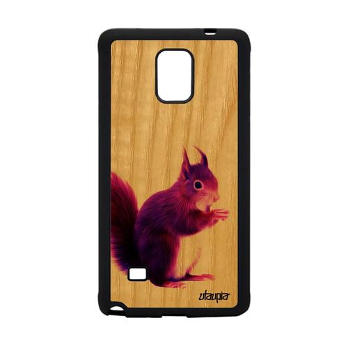 Coque Bois Galaxy Note 4 Silicone Ecureuil Foret Animaux Pas Cher Violet Nature Animal Peinture Personnalisé Case Antichoc Samsung