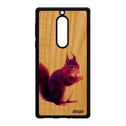 Coque Bois Pour Nokia 5 Silicone Ecureuil Animal Animaux Portable Nature Peinture De Protection Smartphone Violet Foret Design Tpu