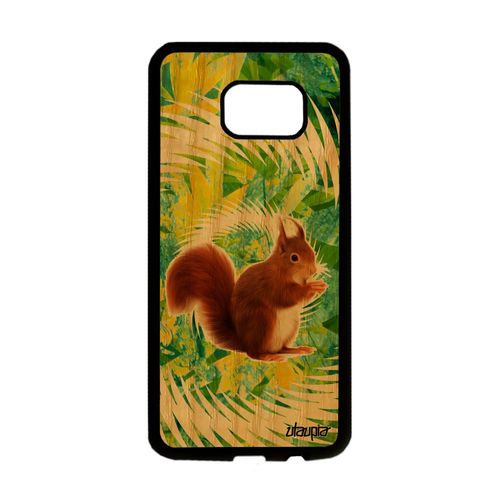 Coque Pour Galaxy S7 Edge En Bois Silicone Ecureuil De Protection Foret Mandala Vert Texture Animal Animaux Original Naturel Samsung