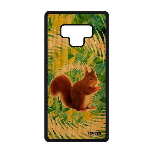 Coque Silicone Ecureuil Pour Samsung Galaxy Note 9 En Bois Texture Mandala Etui Antichoc Animaux Foret Pas Cher Vert Personnalisé
