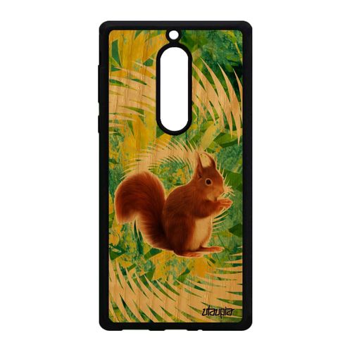 Coque Ecureuil Pour Nokia 5 Bois Silicone Portable Design Texture Foret Telephone Mignon Mobile Mandala Vert Etui Animaux Animal De