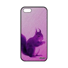 Coque Apple Iphone 5 5s Se Silicone Ecureuil Texture Foret Rose Portable Pas Cher Jolie Souple Smartphone Mignon Animal Animaux De