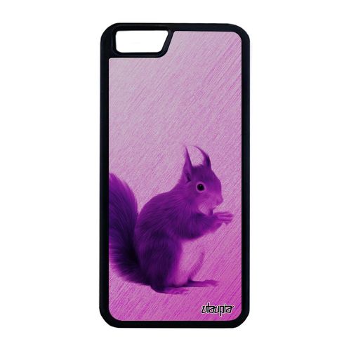Coque Pour Iphone 6+ 6s+ Plus Silicone Ecureuil Jolie Animaux Foret Animal Pas Cher Rose Texture Souple Design Etui 4g Mignon