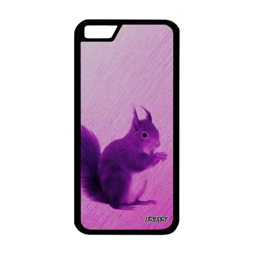 Coque Iphone 6 6s En Silicone Ecureuil Design Jolie Texture Metal 32 Go Case Noir Mignon Smartphone Animaux Animal Foret Rose