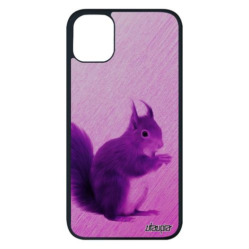 Coque Iphone 11 Pro Max Silicone Ecureuil Foret Rose Housse Texture Design Mignon Animal Bumper Animaux 4g Etui Jolie De