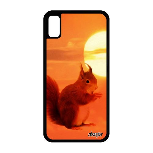 Coque Iphone Xr Silicone Ecureuil Roux Ciel Telephone Animal Foret Orange Couché De Soleil Smartphone 64 Go Animaux Case Petit