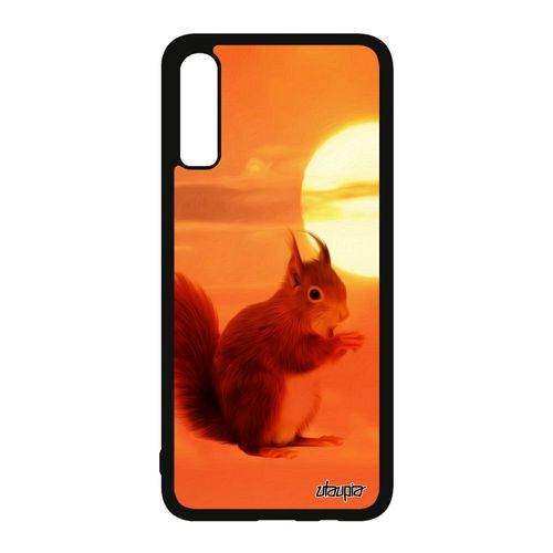 Coque Ecureuil Roux Pour Samsung Galaxy A70 Silicone Couché De Soleil Design Orange Ciel Original Personnalisé Petit Mignon Case