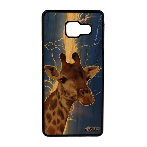 Coque Antichoc Galaxy A3 2016 En Vrai Bois Et Silicone Girafe Animal Orage Design Mobile Pas Cher Afrique Savane Bleu Eclair Samsung