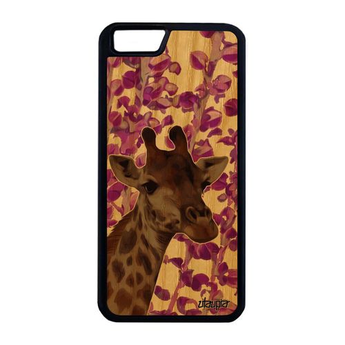 Coque Girafe Iphone 6+ 6s+ Plus Bois Silicone Nature Solide Design Case Etui Rigide Afrique Rose Tacheté Animal Dessin Savane