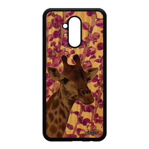 Coque Bois Huawei Mate 20 Lite Silicone Girafe Savane Design Nature Case Rose Plante Etui Animaux Afrique Tacheté 4g Telephone De