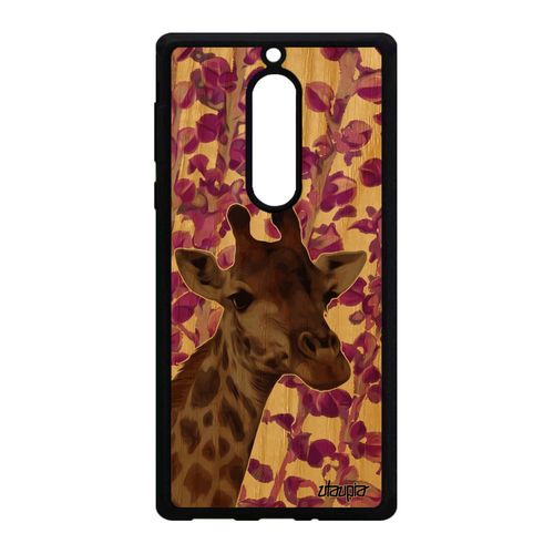 Coque Nokia 5 En Bois Silicone Girafe Savane Afrique Tacheté Design De Protection Plante Nature Animaux Unique Animal Rose 4g Case