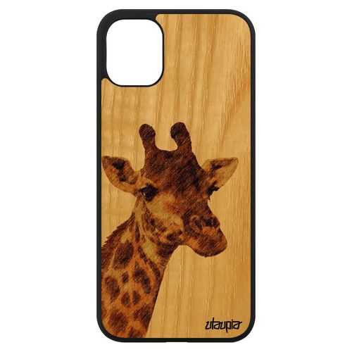Coque Silicone Pour Iphone 11 Bois Girafe Nature Solide Savane Dessin Case Etui Design Marron Tache Animal Jolie Rigide De