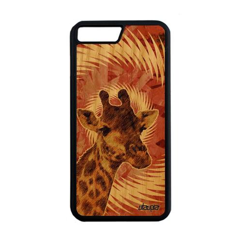 Coque De Protection Iphone 8+ Plus Bois Silicone Girafe Texture Animaux Mandala Animal Afrique Savane Tache Design 4g Orange