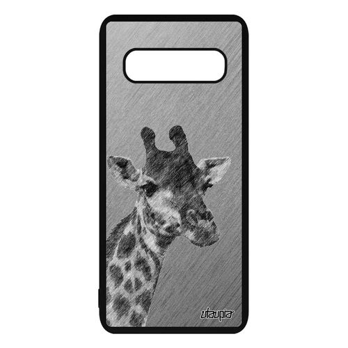 Coque Samsung Galaxy S10 Silicone Girafe Savane Effet Design Tacheté Animaux Afrique Unique Gris Animal Rigide Dessin Portable Case
