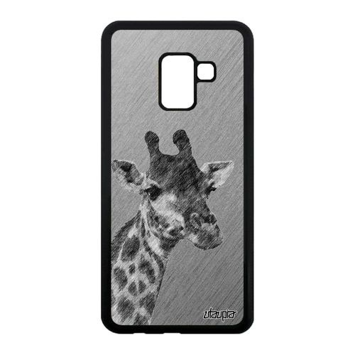 Coque Galaxy A8 2018 Silicone Girafe Etui Savane Effet Mobile Dessin Animal Animaux Design Afrique Case Gris Tacheté De Samsung