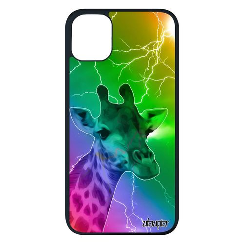 Coque Antichoc Iphone 11 Pro Max Silicone Girafe 4g Savane Animaux Animal Tache Case Design 64 Go Arc En Ciel Afrique Vert
