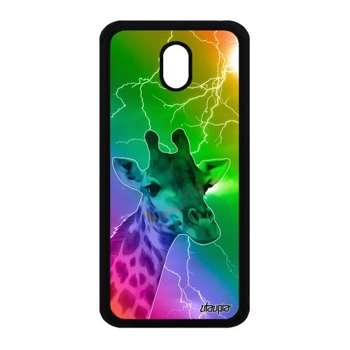 Coque Pour Samsung Galaxy J3 2017 Silicone Girafe Afrique Mobile Savane Solide Arc En Ciel Metal Design Eclair Vert Antichoc Animaux