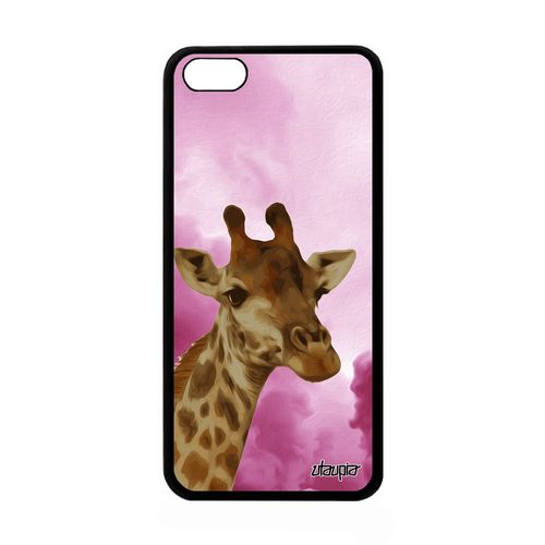 Coque Pour Iphone 5c Silicone Girafe De Protection Tacheté Nuage Animaux Design Animal Afrique Rose Tpu Ciel Smartphone Savane Apple