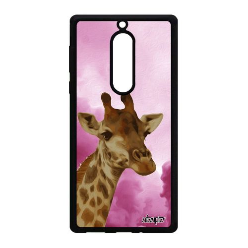 Coque Silicone Nokia 5 Girafe Savane Ciel Antichoc Portable Original Afrique Animal Design Animaux Tacheté Personnalisé Souple Rose