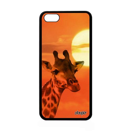 Coque En Silicone Girafe Apple Iphone 5c Etui Pas Cher Couché De Soleil Tacheté Animal Aluminium Afrique Telephone 4g Animaux Orange