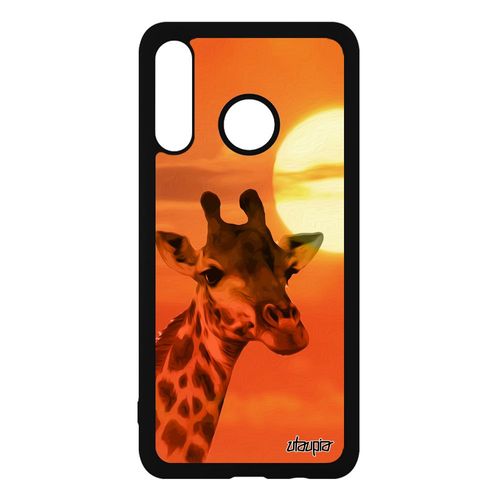 Coque Antichoc Huawei P30 Lite En Silicone Girafe Animaux Tacheté Tpu Design Savane Telephone Personnalisé Ciel Housse Orange Metal