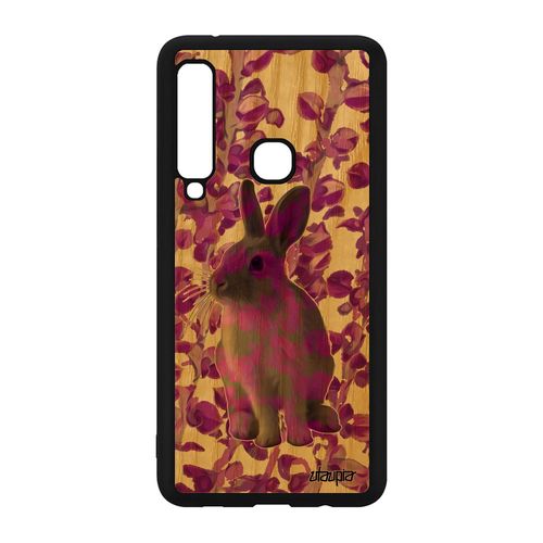 Coque Antichoc Galaxy A9 2018 Bois Silicone Lapin Animaux Mignon Cover Rose De Paques Personnalisé Case Plante Design Lièvre Samsung