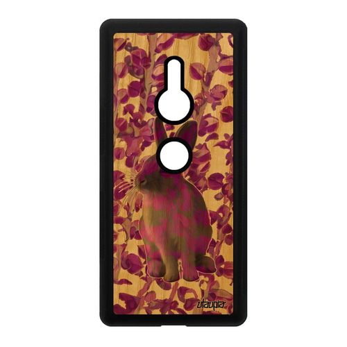 Coque Lapin Sony Xperia Xz2 Bois Silicone Design Lapine Nature De Paques Animaux De Protection Housse Rigide Lièvre Rose Belier Gel