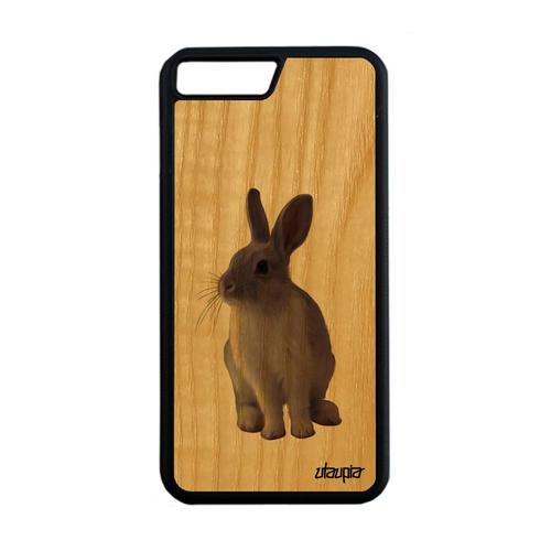 Coque Silicone Lapin Iphone 8+ Plus Bois Mignon Nain Design Telephone Nature Jolie Animal Lièvre Housse Smartphone Unique Gris