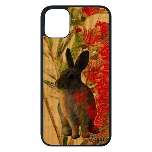 Coque Lapin Iphone 11 Pro Max En Vrai Bois Silicone Peinture Etui 4g Vert Lièvre Fleurs 512 Go Belier De Paques Nature Animaux