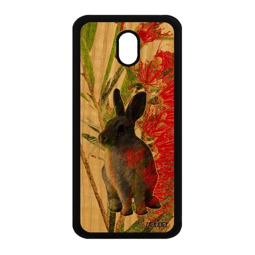 Coque Samsung J3 2017 Vrai Bois Silicone Lapin Peinture Telephone Belier Case Nature Animal Vert De Paques Lapine Lièvre Noir Galaxy