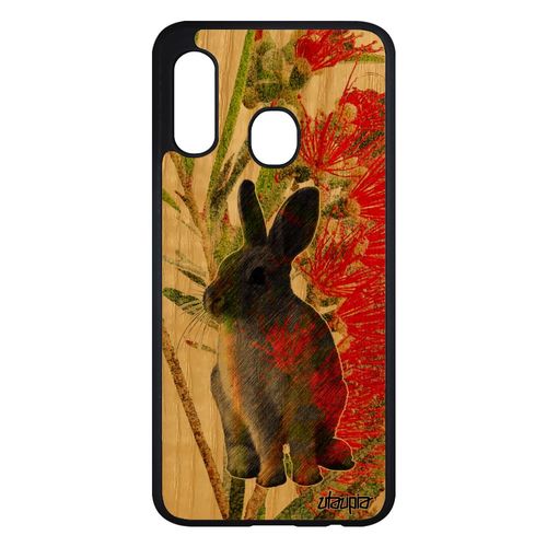 Coque Bois Pour Samsung Galaxy A20e Silicone Lapin Vert De Paques Fleurs Lièvre Etui Peinture Design Animaux Portable Belier Nature